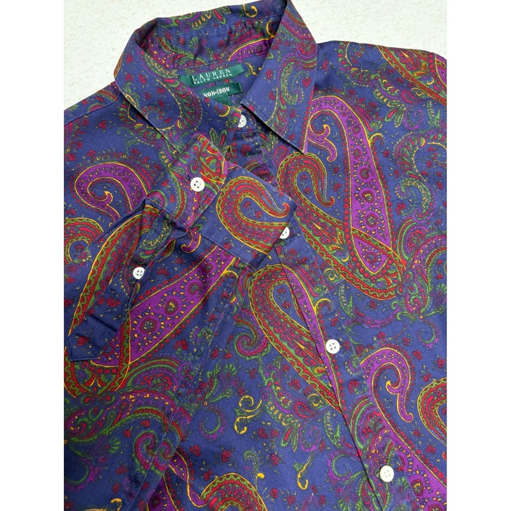 Ralph Lauren Purple Paisley Button-Down Shirt (size Medium but fits Small)